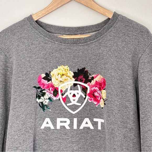 Ariat Women’s Floral Sweatshirt Size Small Casual Cozy Fleece Lined Neutral G17 - Picture 2 of 13